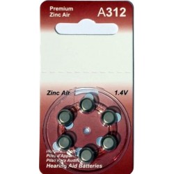 6 Hearing Aid Batteries A312 