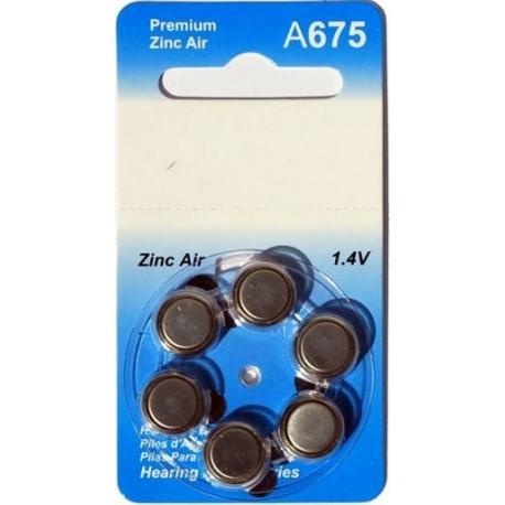 ANSMANN piles pour appareils auditifs modéle 675 Pack de 1x6 piles zinc-air 1,4V Pile bouton pour appareils auditifs présentant une bonne autonomie 