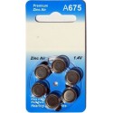 6 Hearing Aid Batteries A675 