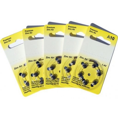 5 Pack of 6 Hearing Aid Batteries A10 