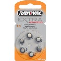 1 blister van 6 Hoorbatterijen Rayovac Advanced Extra 13