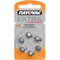 6 Hearing Aid Batteries Rayovac Advanced EXTRA 13