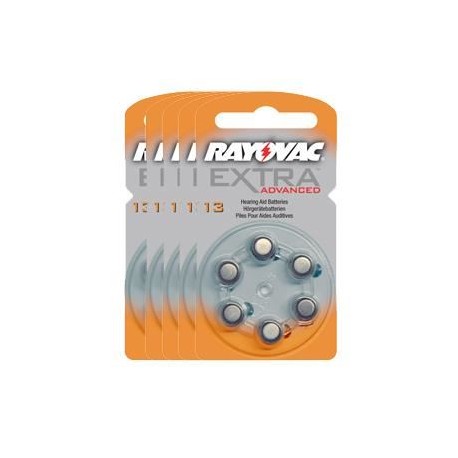 Pack de 5 x 6 Piles auditives Rayovac Extra Advanced 13