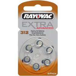 6 Hearing Aid Batteries Rayovac EXTRA 312