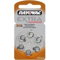 6 Hearing Aid Batteries Rayovac EXTRA 312