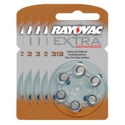 5 packs of 6 Hearing Aid Batteries Rayovac EXTRA 312