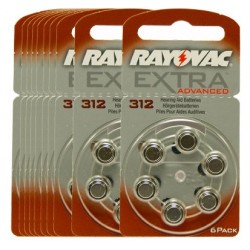 Pack de 10 x 6 Piles auditives Rayovac Extra Advanced 312 