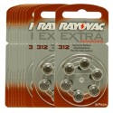 Pack de 10 x 6 Piles auditives Rayovac Extra Advanced 312